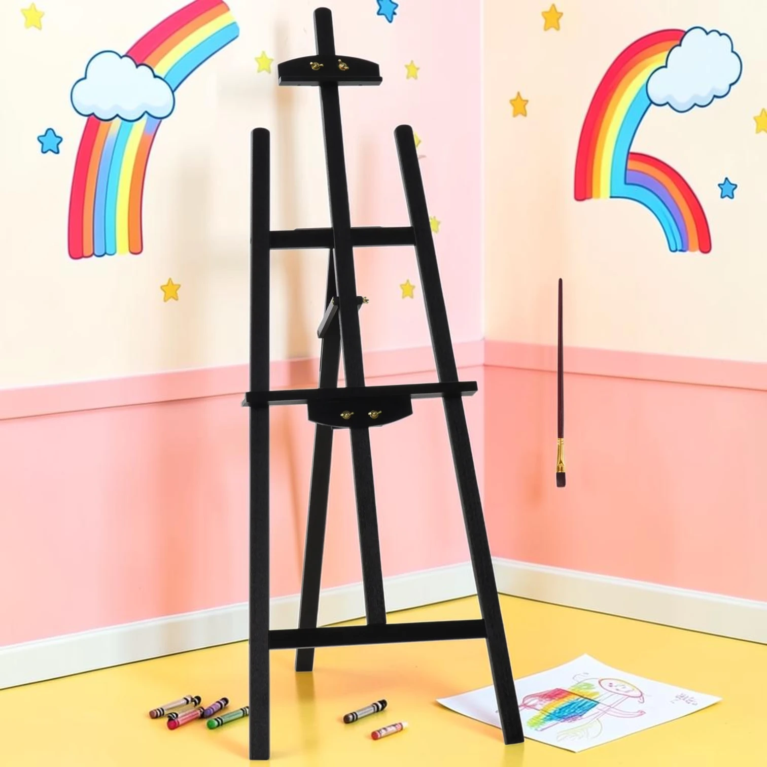 kidartstand Art Easel Stand Beech Wood A-Frame Adjustable Folding 55-inch